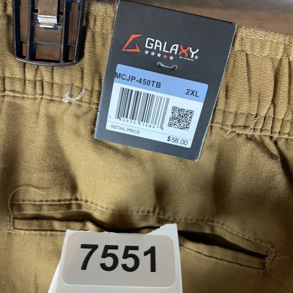 Galaxy by Harvic Jogger Pants Men's 2XL‎ Brown 4-Way Stretch Cargo Pockets 7551 - Picture 9 of 10